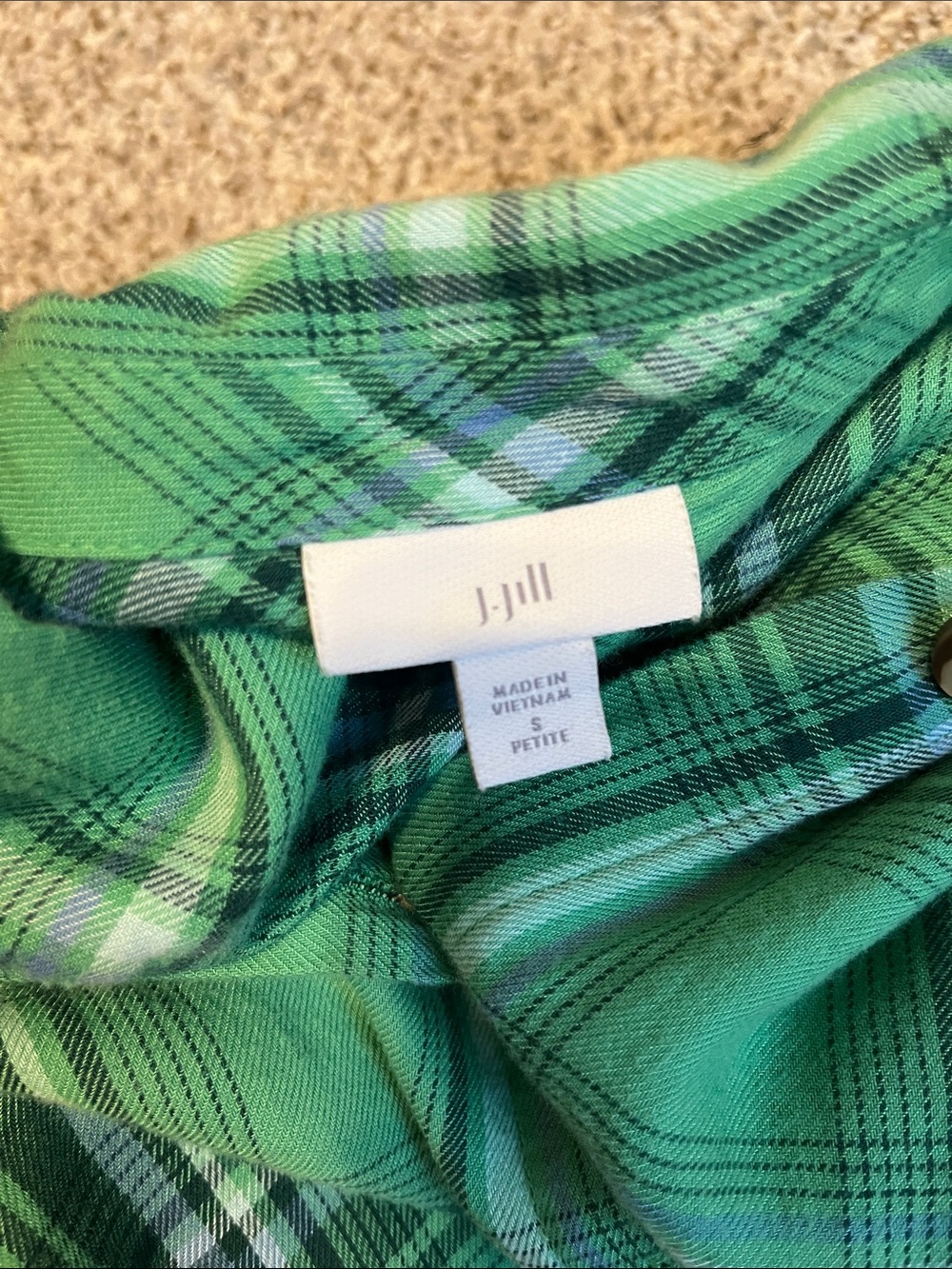 J. Jill Green Plaid Button-Front Shirt - Picture 4 of 5